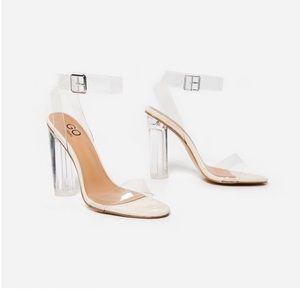 Clear strappy heels